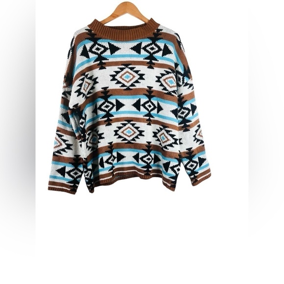 Savanna Jane Sweaters - Savanna Jane Tribal Aztec Print Sweater Size 2X
